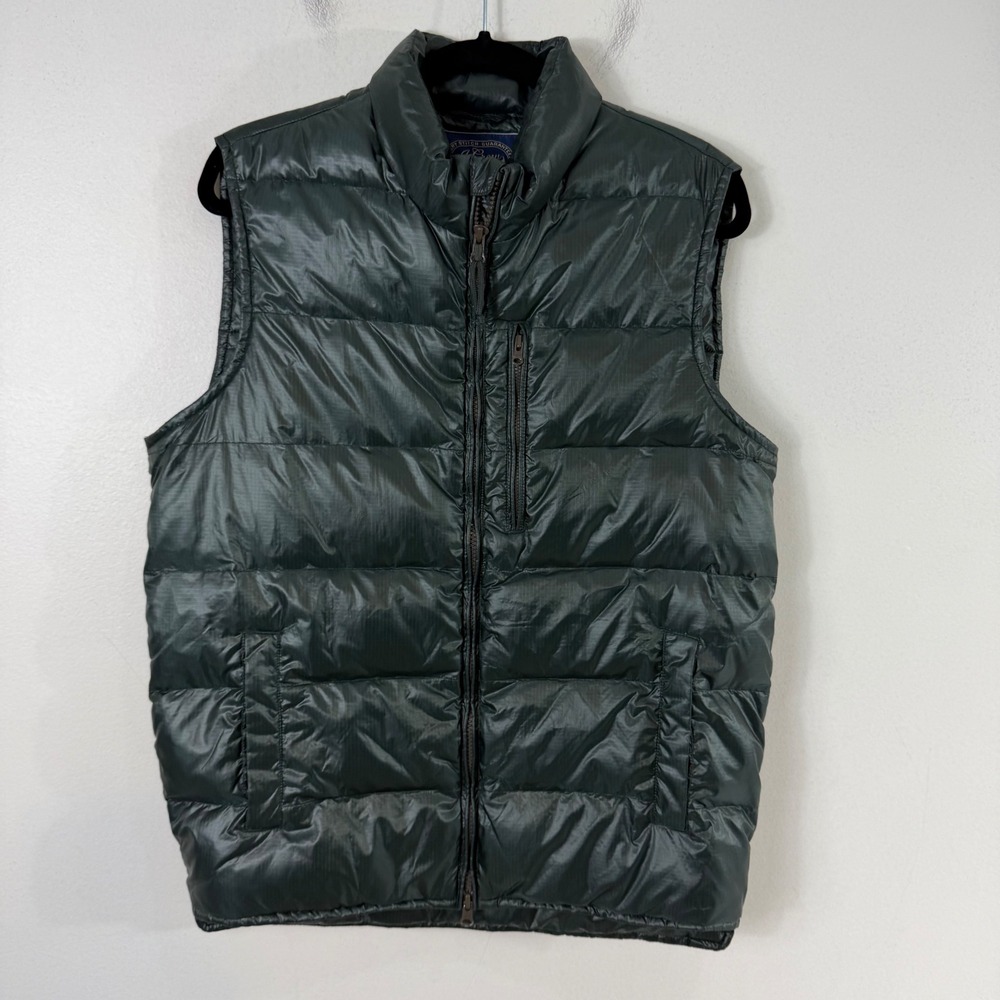 J.Crew Outerwear Down Puffer Vest Mens Small Green Full Zip Lightweight Layering
